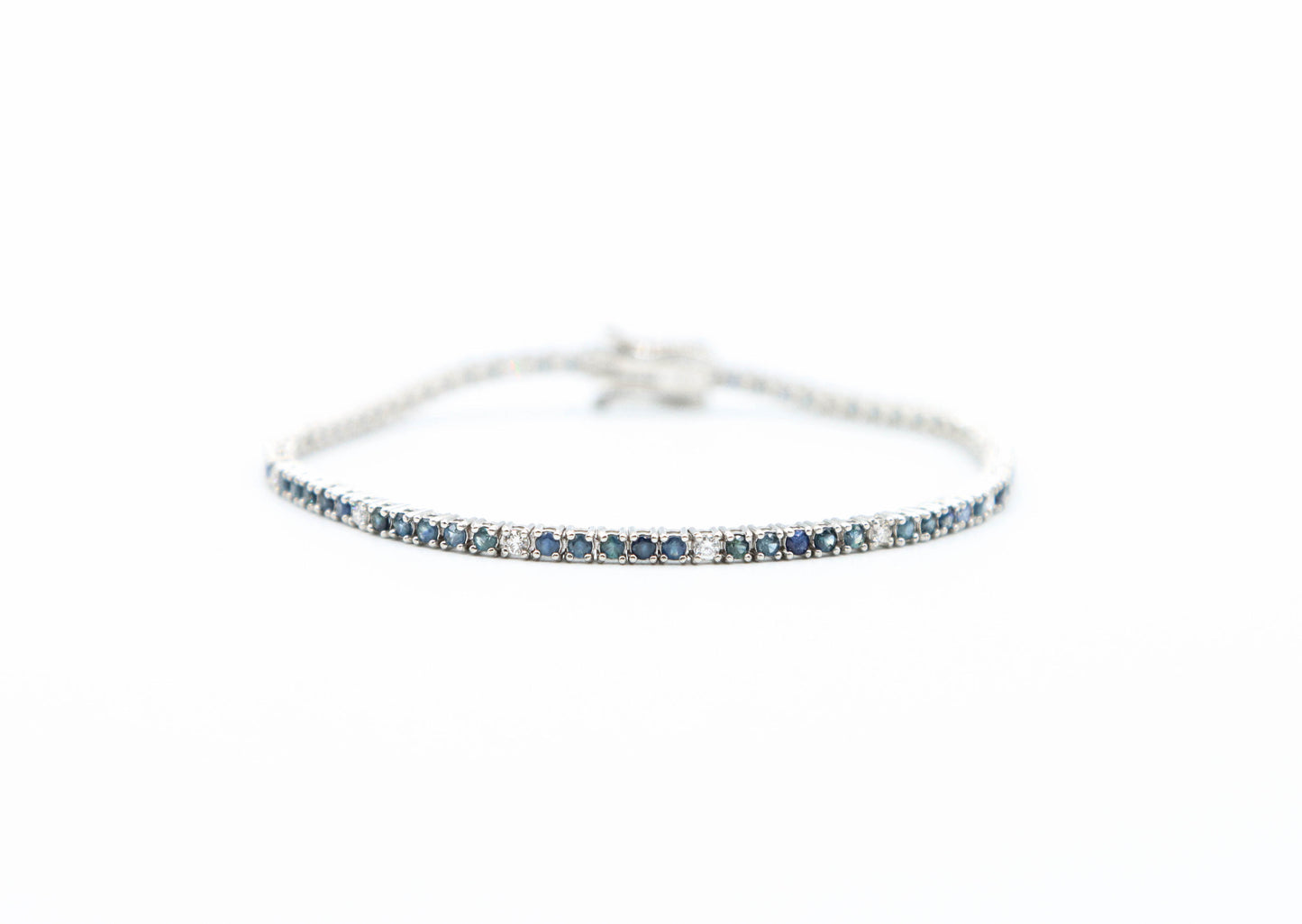 Tennis Blue sapphire & Diamond Bracelet