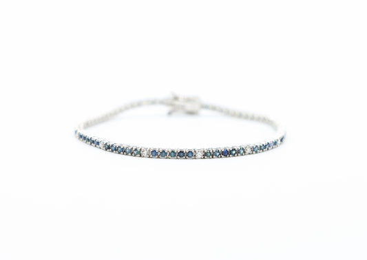 Tennis Blue sapphire & Diamond Bracelet