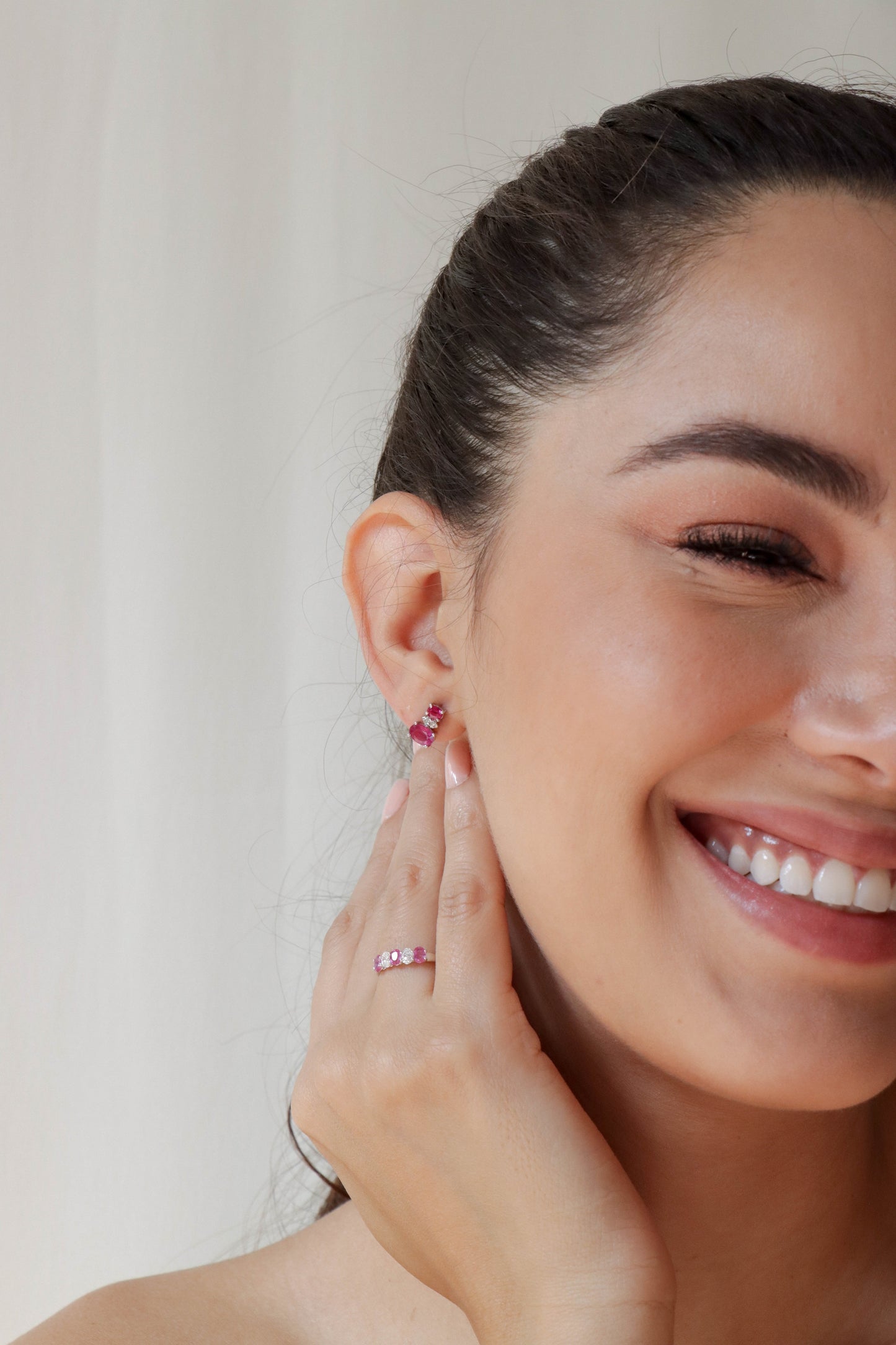 Sara Ruby and Diamond Earrings