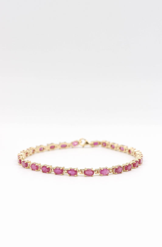 Rose Glass Filled Ruby Bracelet