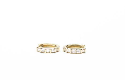 Mini Hoops Diamond Baguette