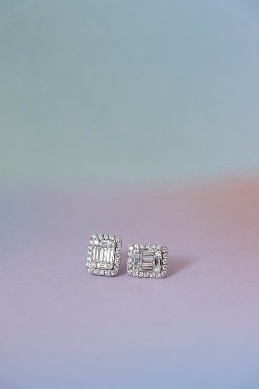 Emerald Cut Diamond Studs