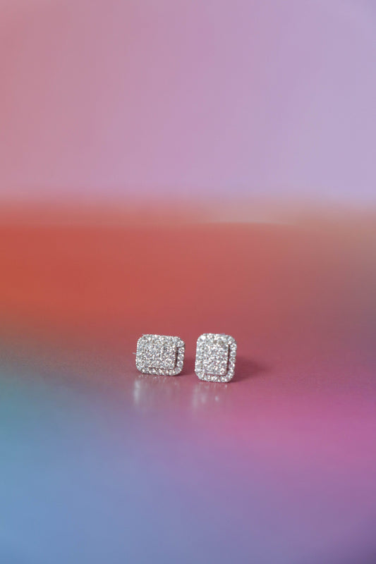 Sparkle Diamond Rectangular Studs